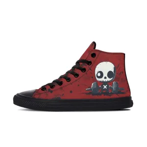Gym Skull Pattern High Canvas Shoes