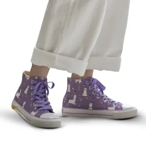 Purple Alpaca High Top Canvas Shoes