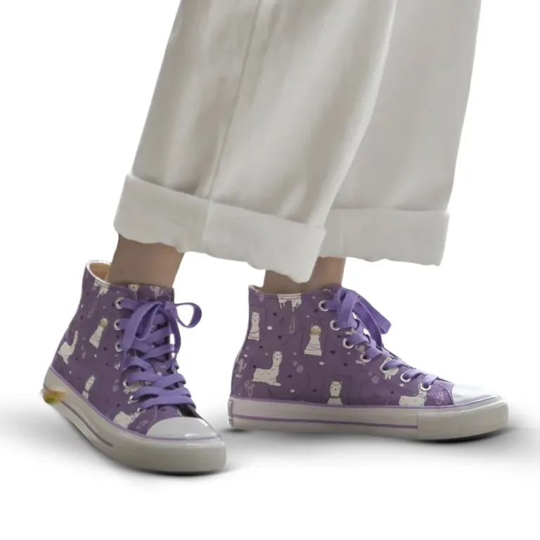 Purple Alpaca High Top Canvas Shoes